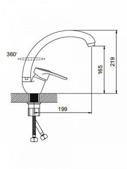 Смеситель ЭВЕРЕСТ кухня В59-0256 с высоким изливом, гайка, (Черный)(10/1)