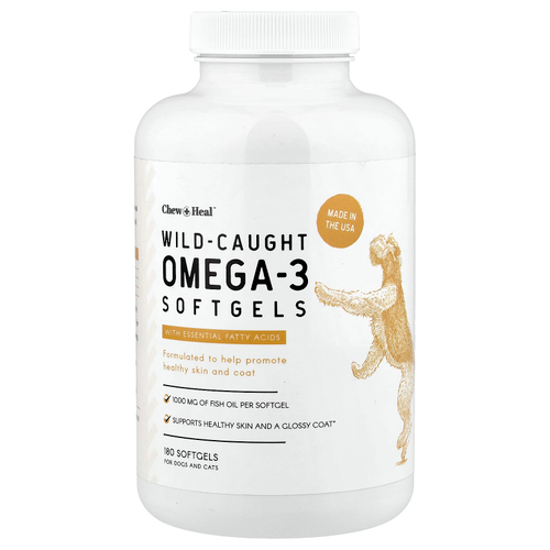 Chew + Heal, омега-3 дикого улова, для собак и кошек, 180 мягких таблеток