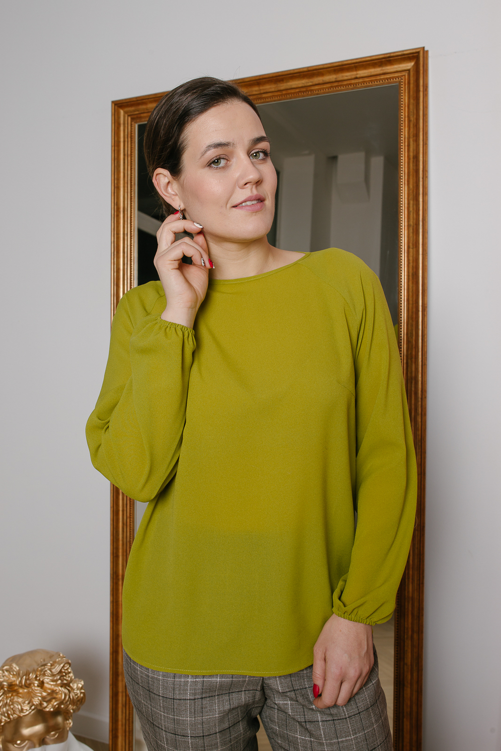 Блузка 3110ВЕ, оливковый #84О093110ВЕ