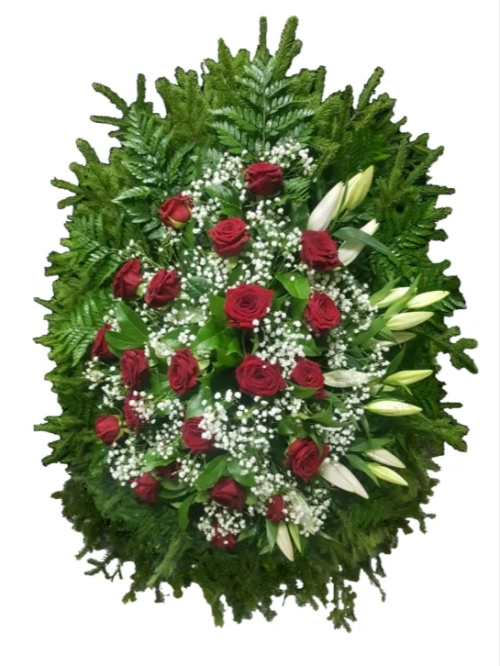 Похоронный венок из живых цветов №23 (150 см)