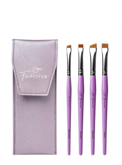Набор кистей для бровей (4 шт) FreiAVIVER фиолетовый