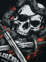 Футболка оверсайз хлопковая черная LEGENDA Весёлый Роджер (красный фон)