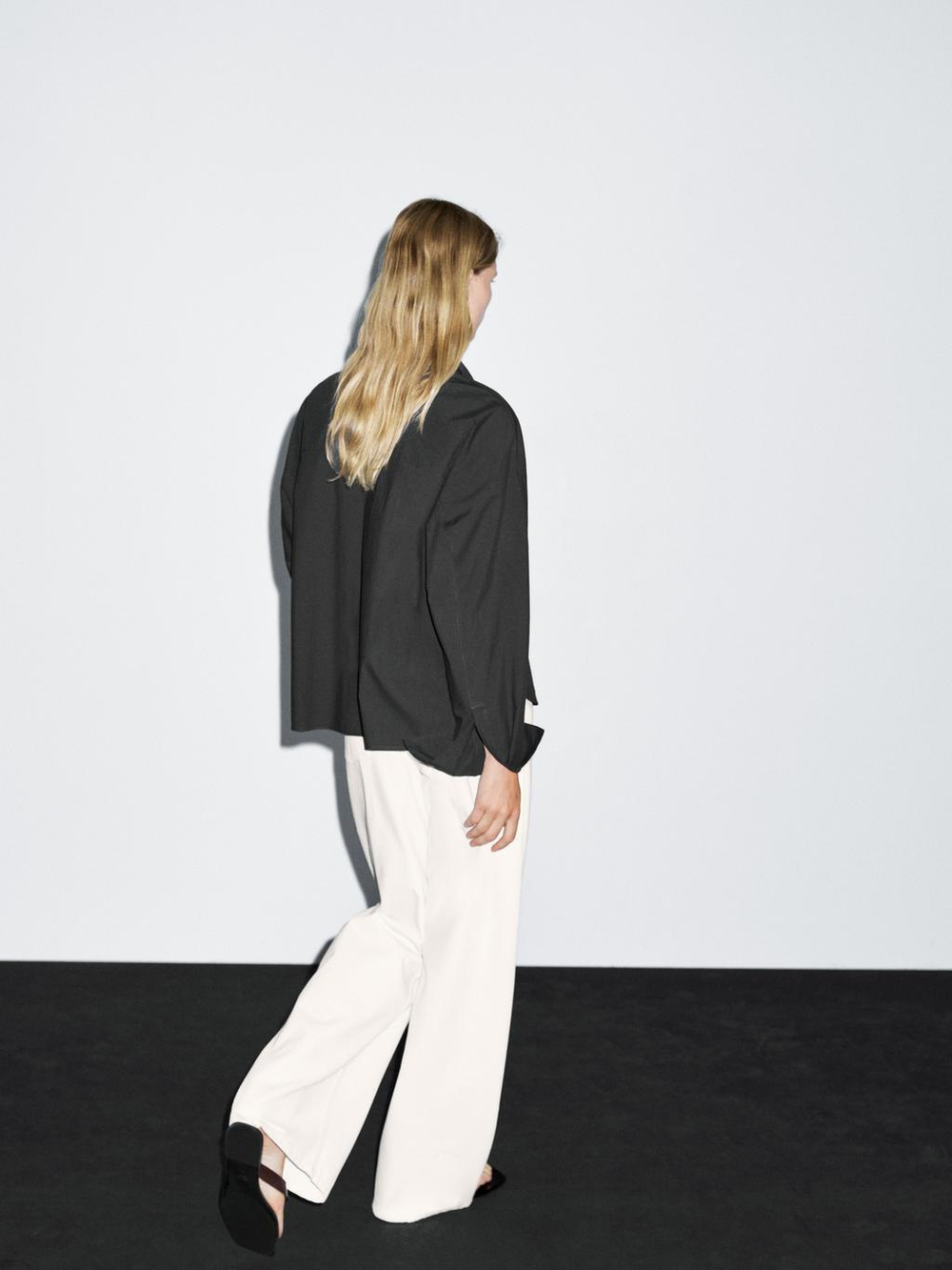 Massimo Dutti Рубашка свободного кроя из 100% хлопкового поплина, серый