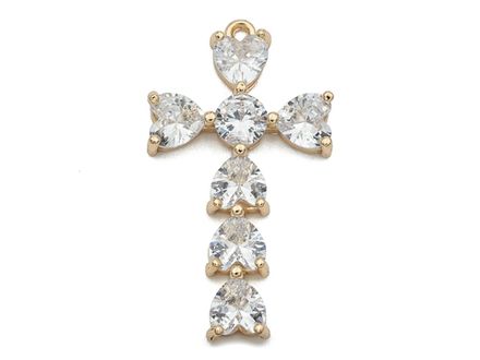 Подвеска Крестик со стразами, 35мм