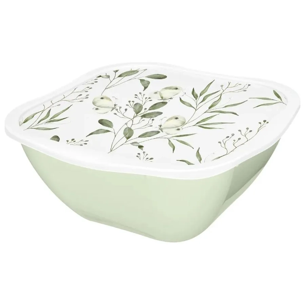 Салатник с крышкой с декором Perfect 3л, Зеленый