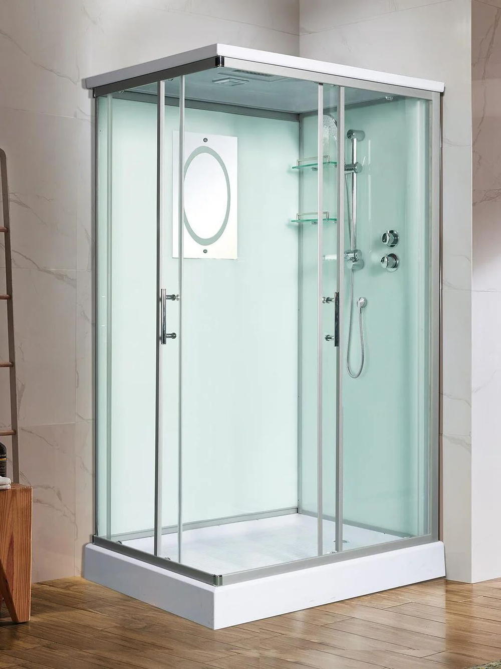 Душевая кабина WeltWasser  WW500 LAINE 1204 120х90 см,  прозрачное стекло, поддон низкий, крыша, гидромассаж