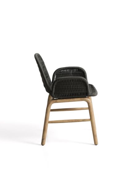Уличный стул Alipa из массива акации и темно-серой веревки
