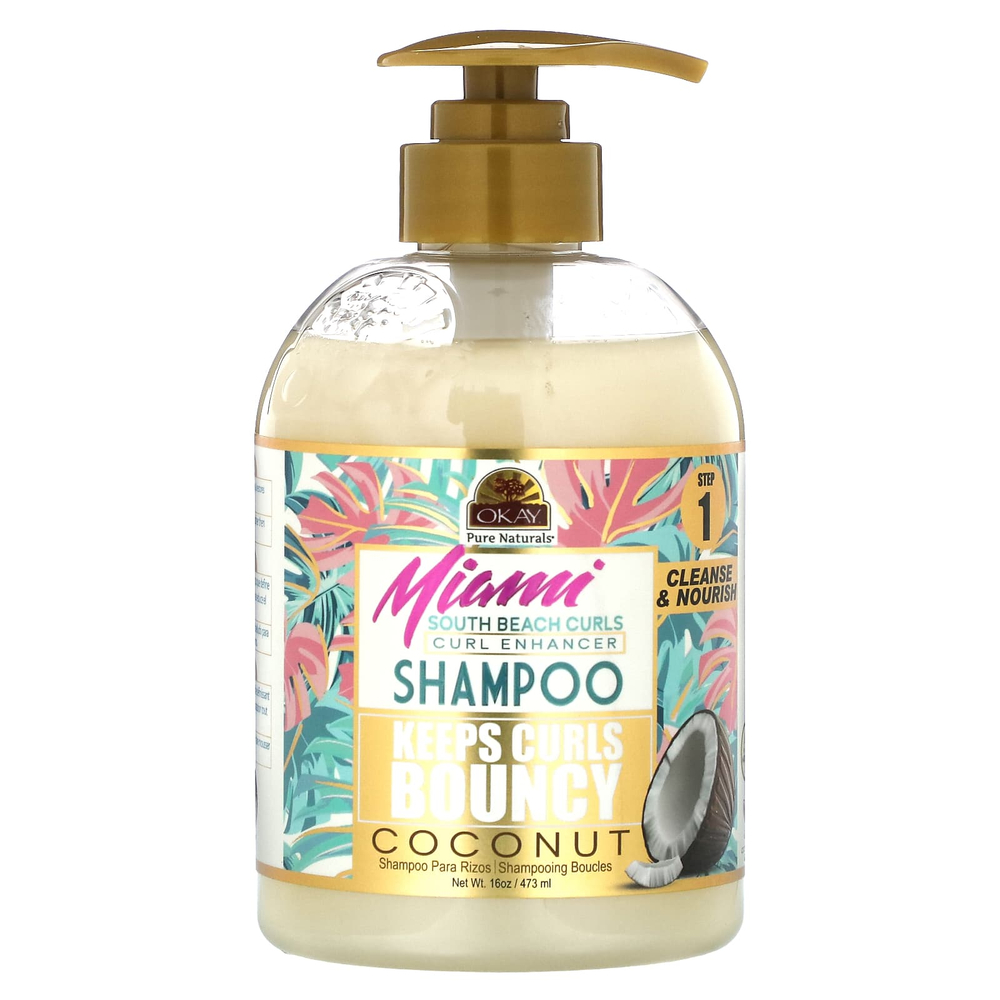 Okay Pure Naturals, Miami South Beach Curls, шампунь для улучшения локонов, кокос, 473 мл (16 унций)
