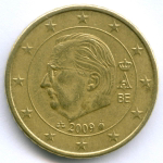 50 евроцентов 2009 год. Бельгия. Регулярный выпуск. Тип 4. Нордик VF-XF
