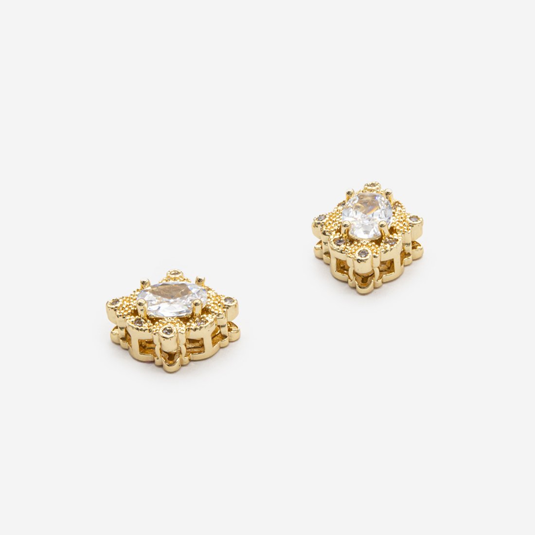 Подвеска "Royal", прозрачное ювелирное стекло, фианиты, 13,2*11,3мм, позолота