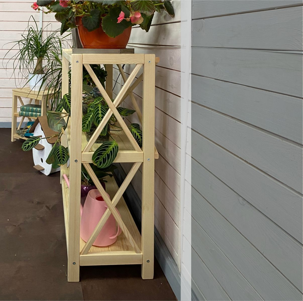 Стеллаж деревянный напольный Юск из массива сосны 3 полки