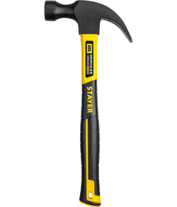 STAYER Fiberglass, 680 г, с фиберглассовой рукояткой, столярный молоток-гвоздодёр, Professional (2026_z02)