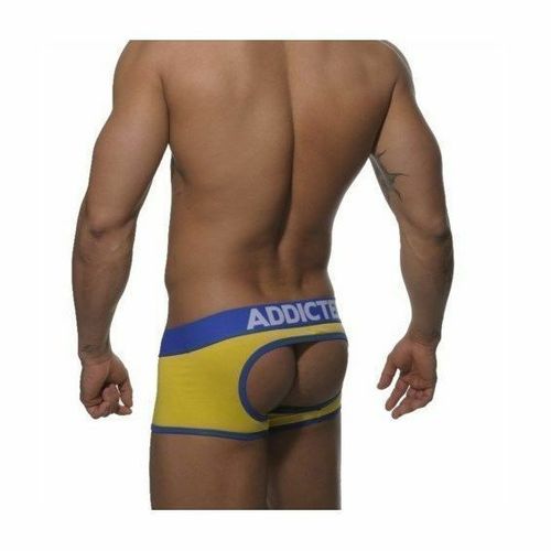 Мужские трусы джоки боксеры желтые с синей резинкой Seobean Addicted