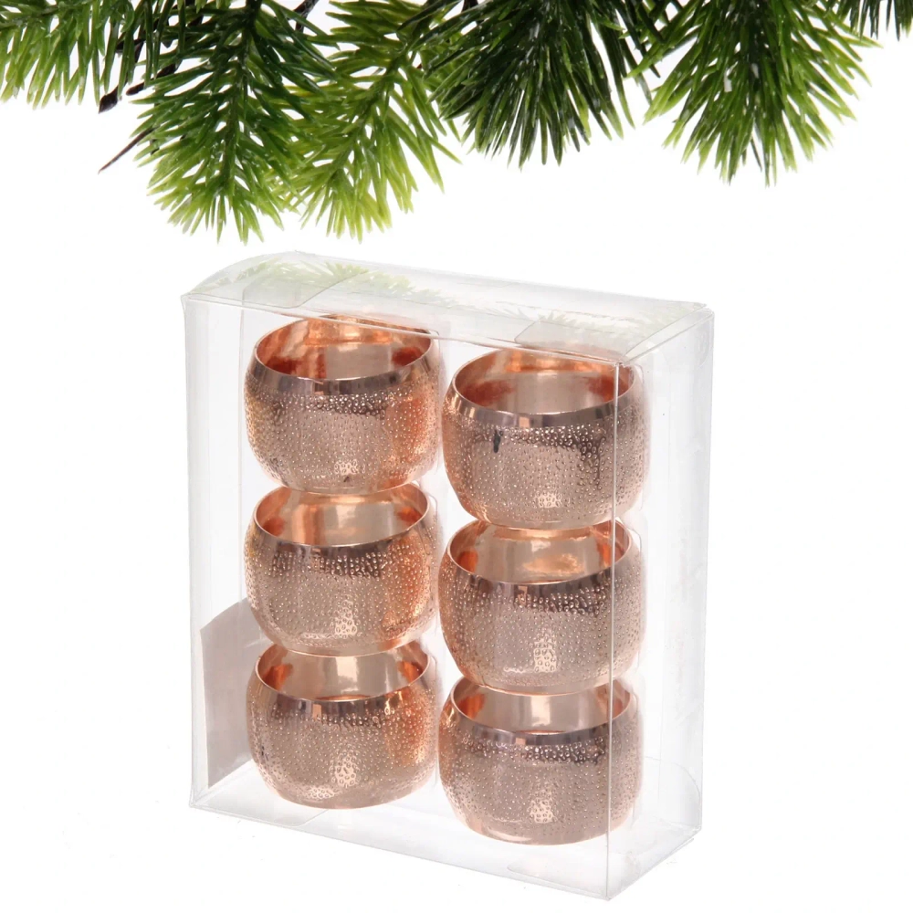 Набор колец для салфеток 6шт «Лайн» 4,5*2,8см, розовое золото