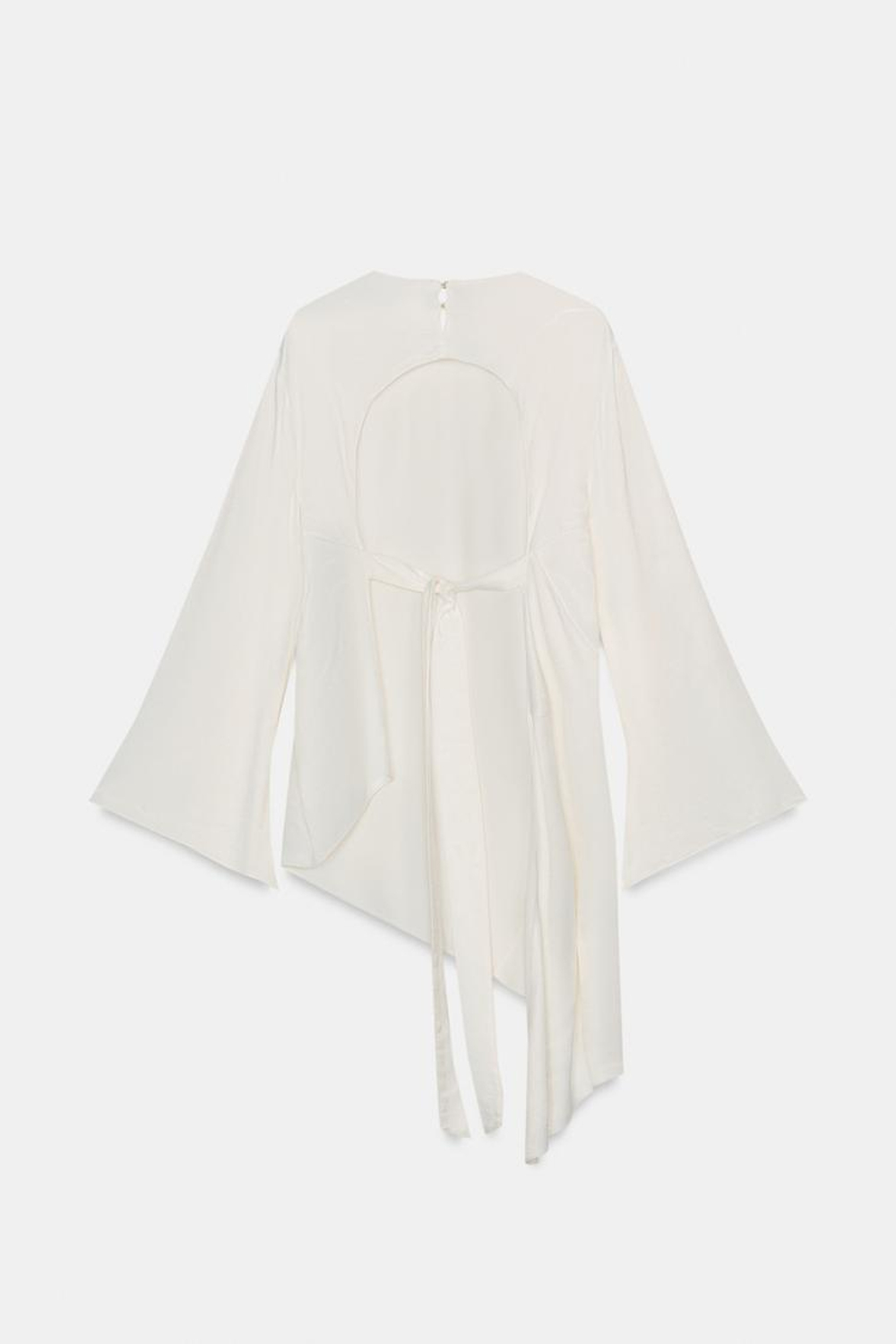 ZARA АСИММЕТРИЧНЫЙ АТЛАСНЫЙ ТОП ZW COLLECTION, ЖЕЛТОВАТО-БЕЛЫЙ