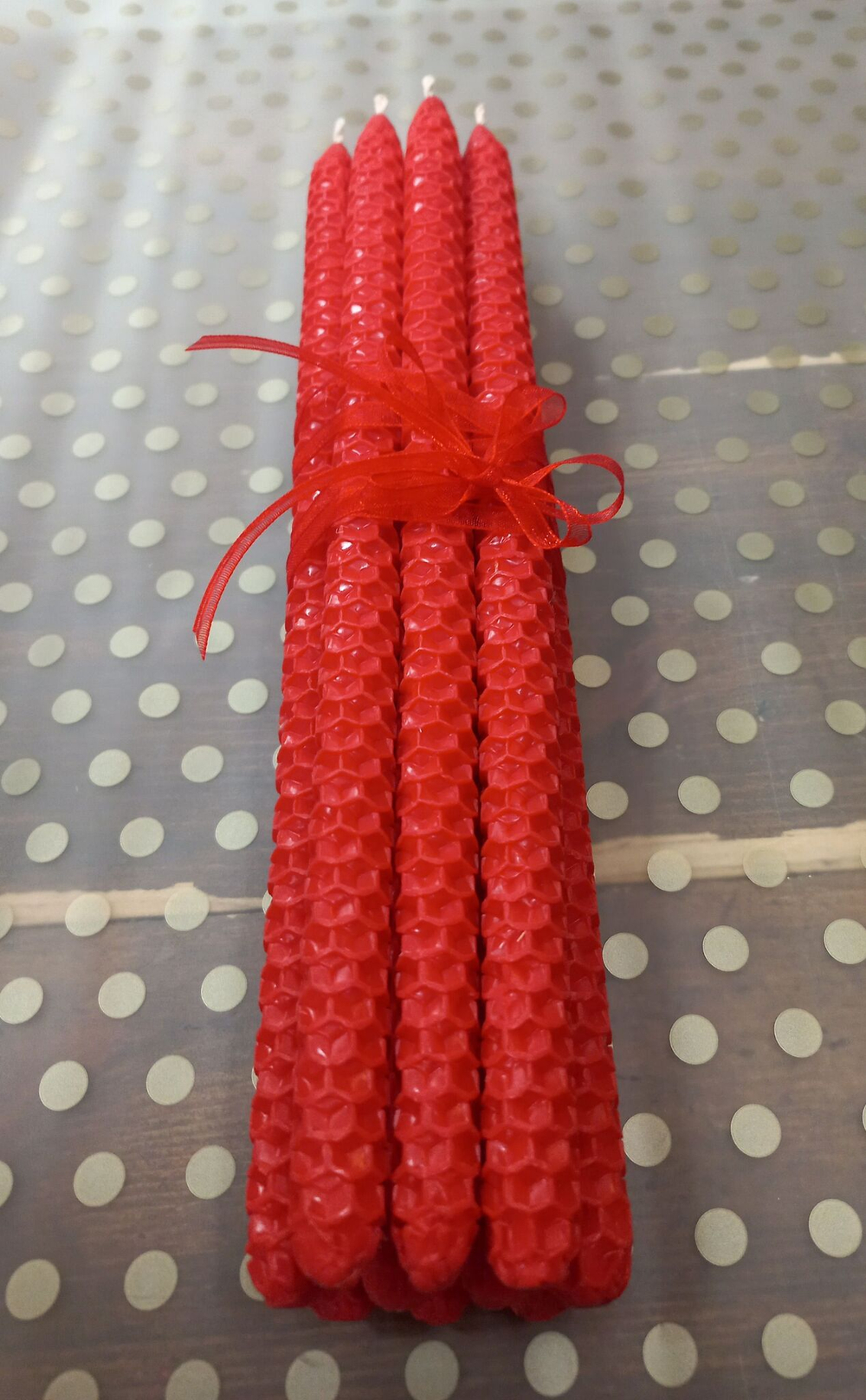 Свечи из натуральной вощины, красные, 10 штук