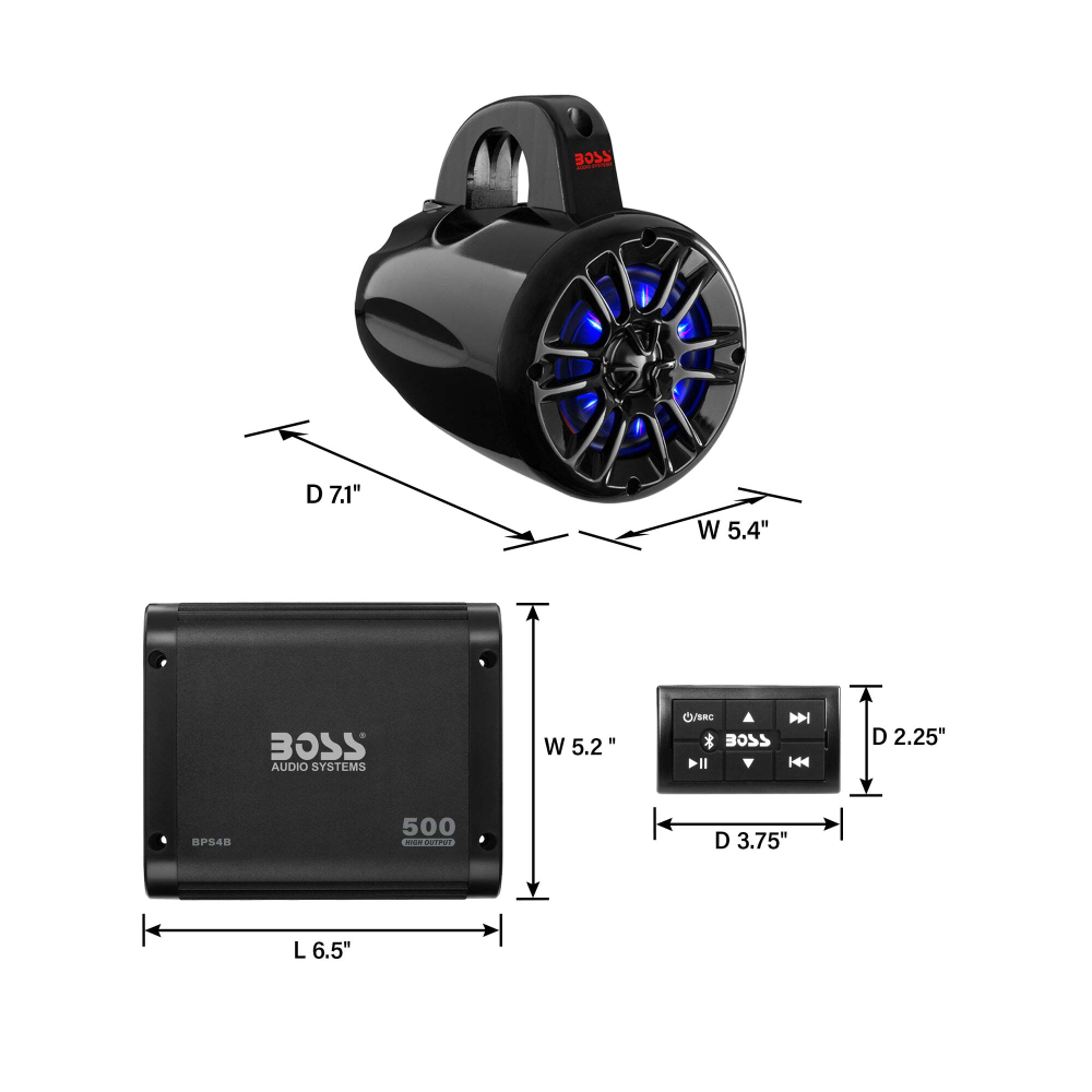Комплект на таргу (4 колонки 4" с RGB + усил. BPS4B 4*94W)