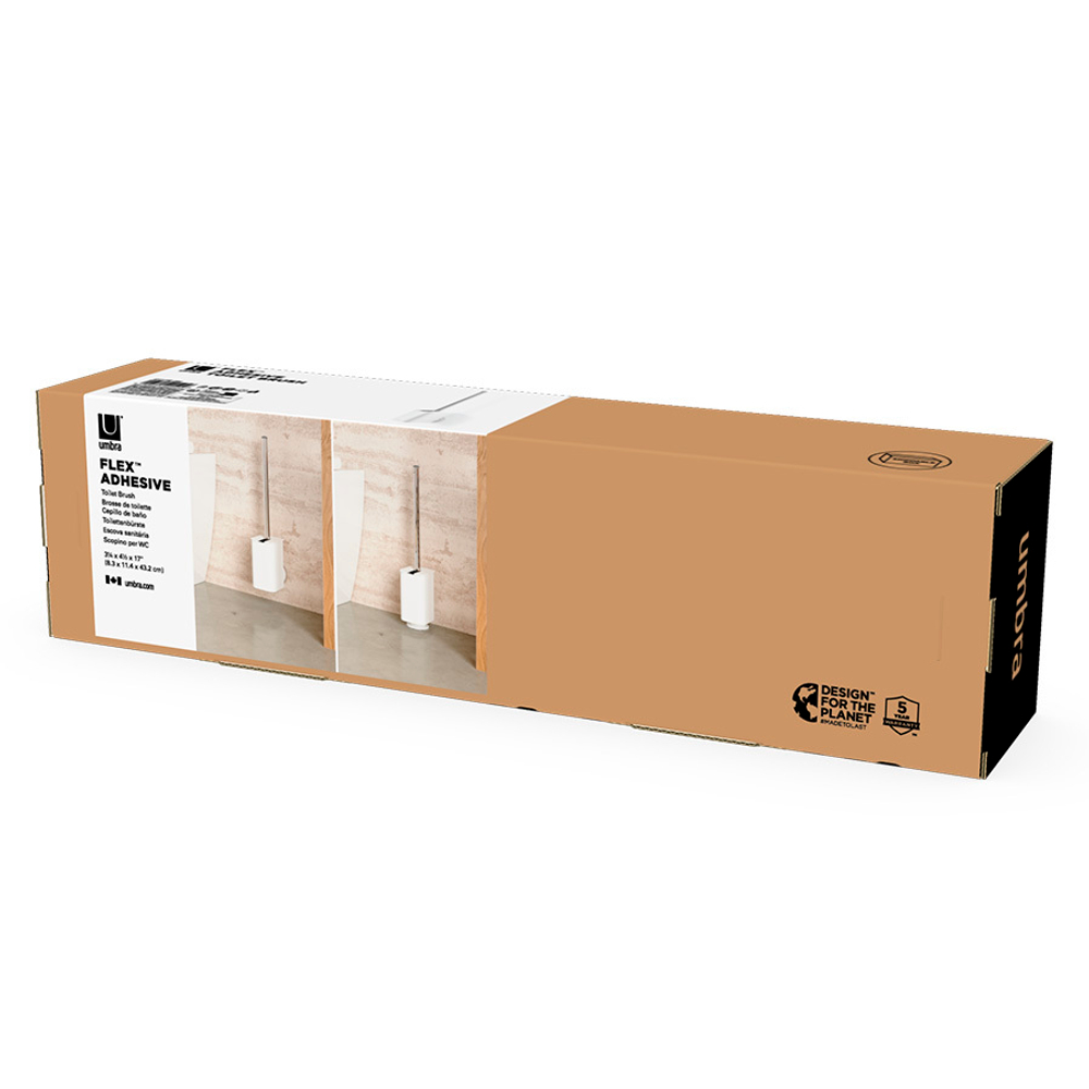 Ершик для туалета с держателем flex adhesive, белый