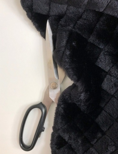 Мех черный, искусств., короткий ворс, жаккард ромб