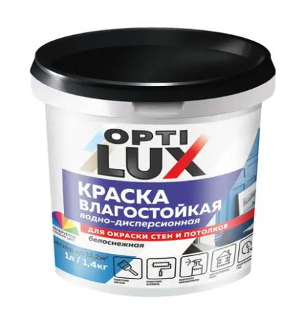 OPTILUX  Краска акриловая влагостойкая белоснежная  1,4кг (ИжСинтез)