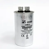 Пусковой конденсатор CBB65 35 мкФ+/-5% 440 цилиндрический, в металлическом корпусе с клеммами