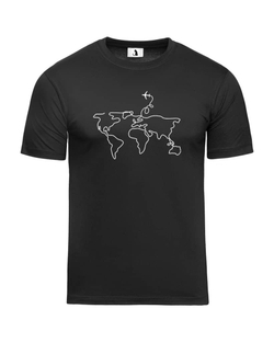 Футболка с самолетом Карта мира мужская черная