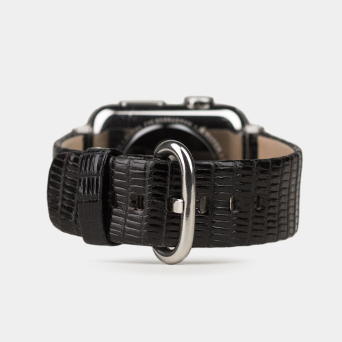 Ремешок для Apple Watch 40/41/42 mm из кожи ящерицы, черного цвета