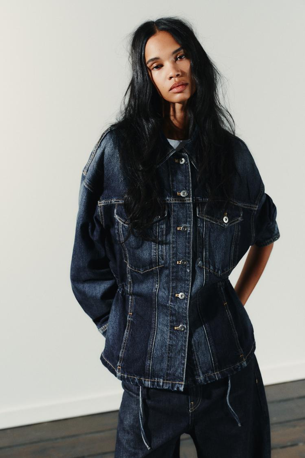 ZARA ДЖИНСОВАЯ КУРТКА TRF, СИНИЙ