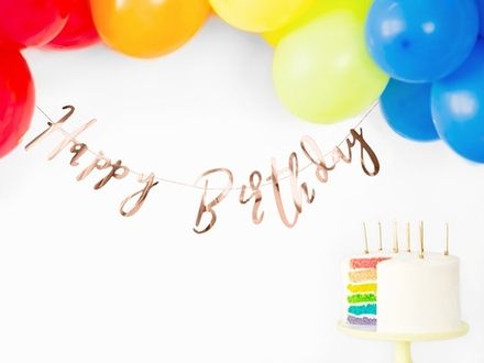 Гирлянда "Happy Birthday" (розовое золото) 62 см