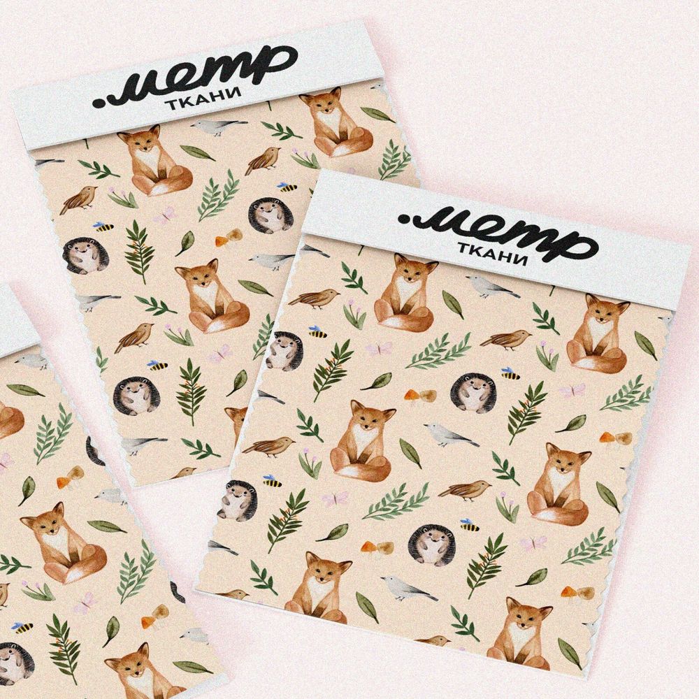 Ткань блэкаут лиса с животным миром