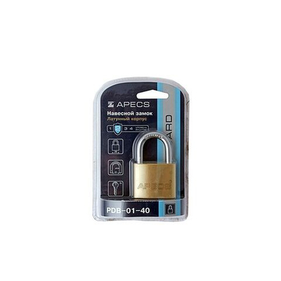 Замок навесной Apecs, PDB-01-40, ВС1140, блистер, цилиндровый, 3 кл