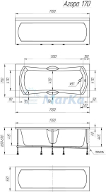 Акриловая ванна 1Marka Agora 170*75 прямоугольная из каталога Ванны акриловые