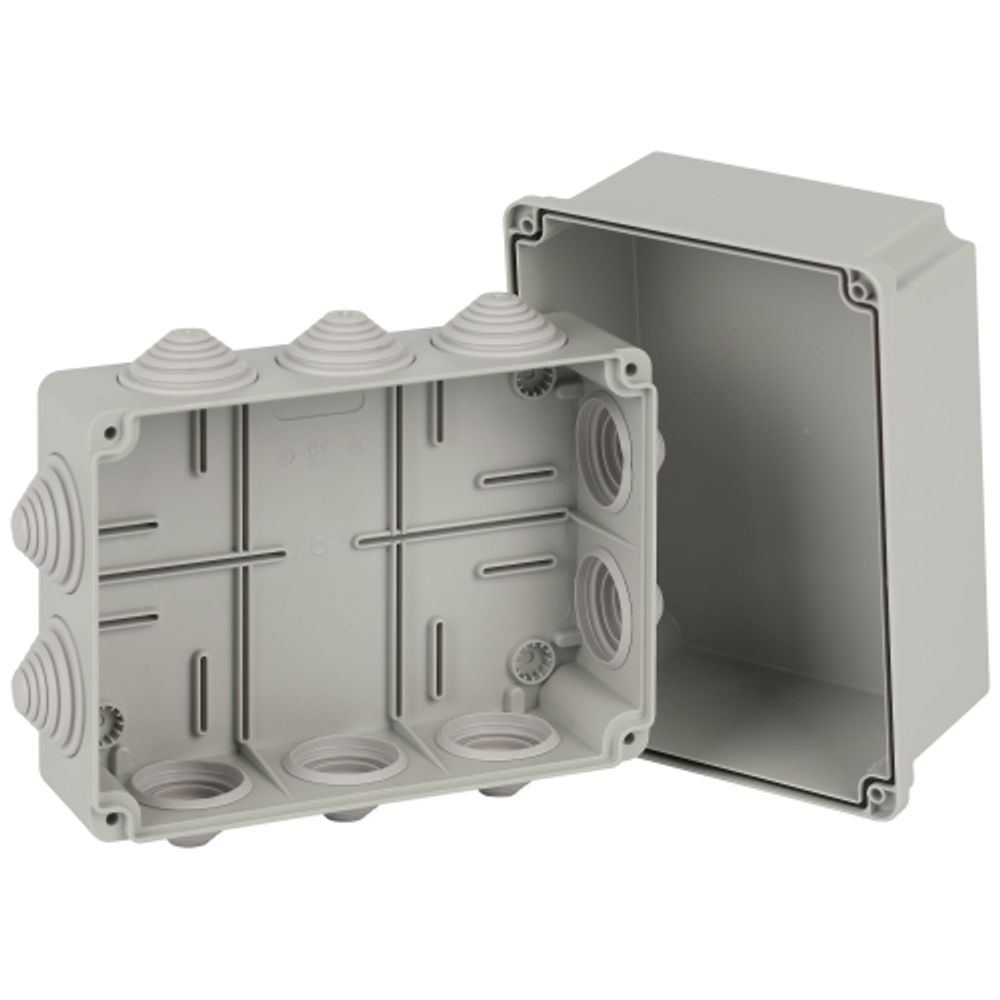 Распаячная коробка ЭРА KORv-190-140-120-10g ОП серая 190х140х120мм на винтах 10 гермовводов IP55