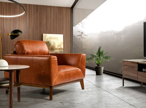 Кресло Angel Cerda KF1016-1P, коричневая кожа