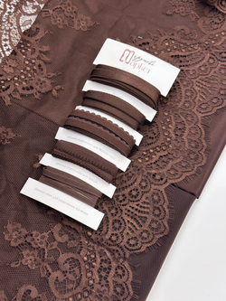 Кружево шантильи для белья шоколад широкое неэластичное ширина 36 см купон 2.9 м С БРАКОМ