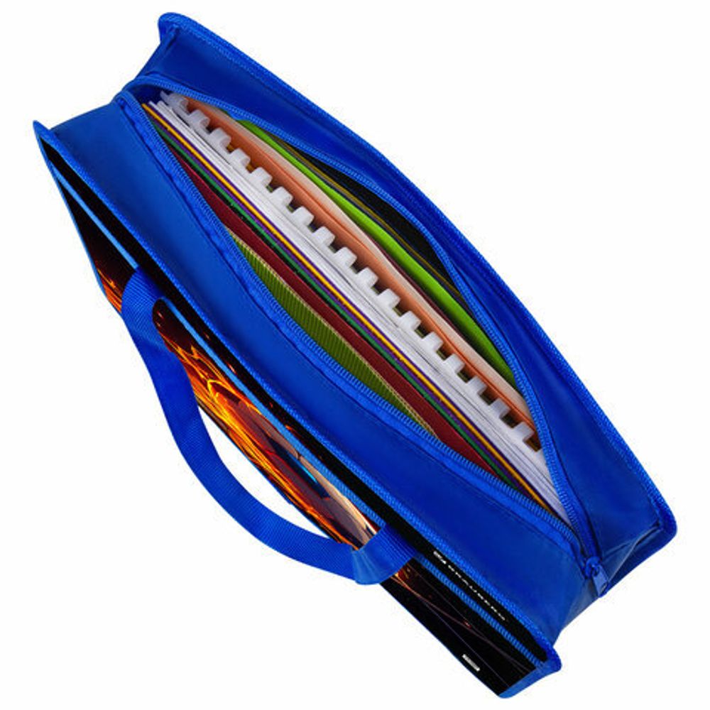 Папка на молнии с ручками BRAUBERG А4, 1 отделение, пластик, 80 мм, "Burning ball", 273373