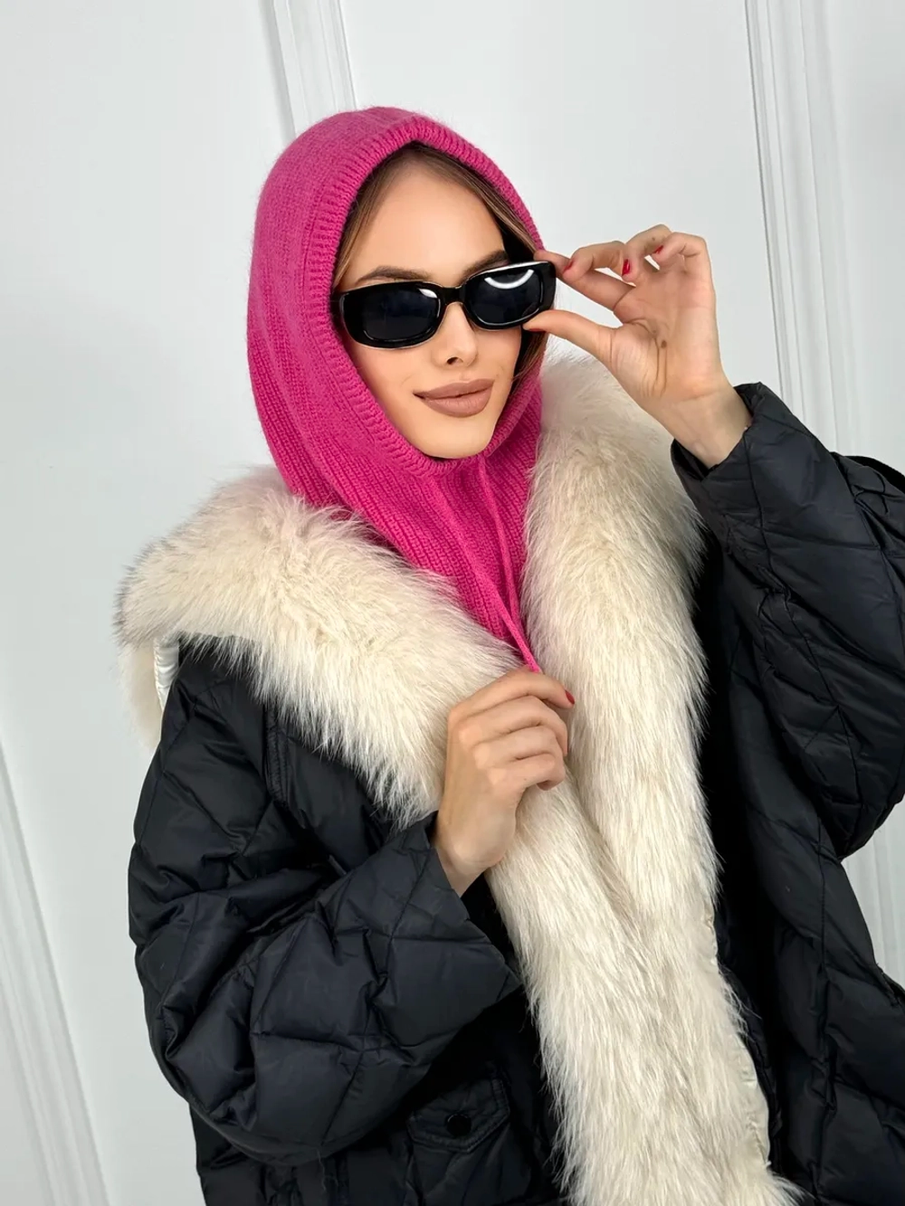 капор зимний и осенний капюшон- снуд вязаный ангора