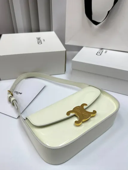 Сумка CELINE TERENCE из лакированной телячьей кожи белый