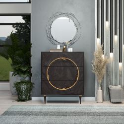 Комод Арт Колор leaves Классик Голд с 3 ящиками Терпкий коричневый