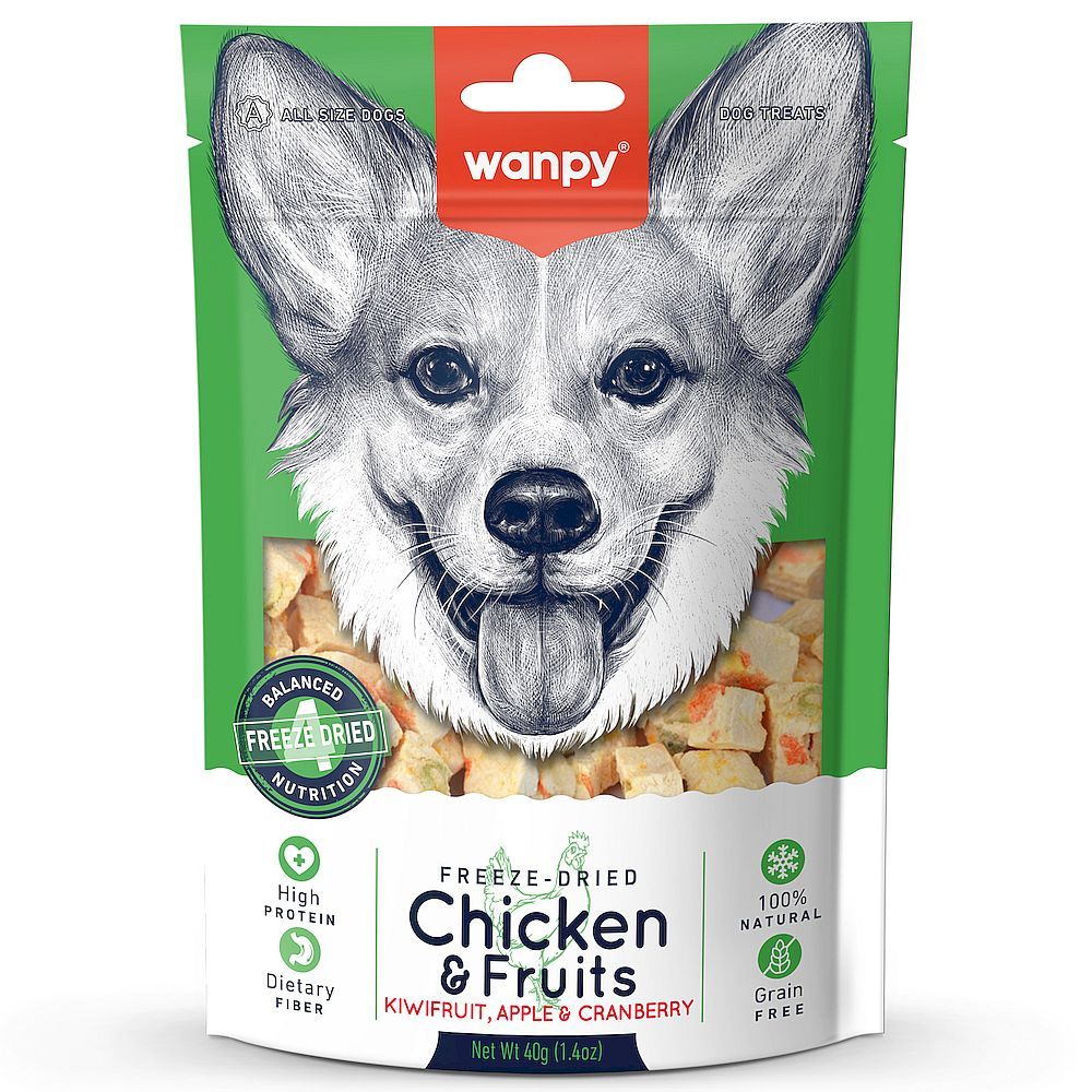 Лакомство для собак Wanpy Dog Сублимированное "Курица и фрукты", Упаковка 40 г