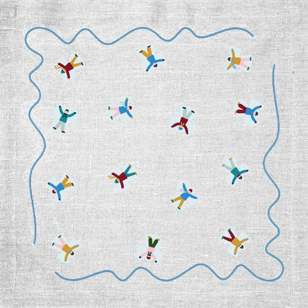 Салфетка льняная с голубой вышивкой