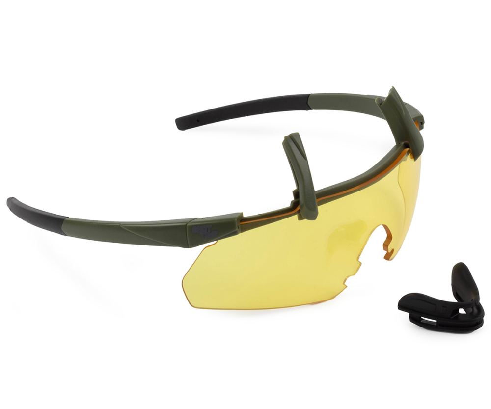 Очки стрелковые ShotTime Caracal, осколочные, зелёные, линза жёлтая GST-035-AG-Y