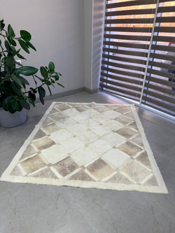 Ковер прямоугольный натуральный мех овчина, 210 х 170 см.