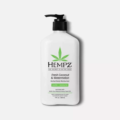 Hempz fresh coconut & watermelon herbal body moisturizer soothe+moisturize enriched with 100% pure natural hemp seed oil 500ml