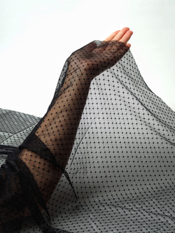 Сетка эластичная горошек в ромбик черная отрезом 70х50 см