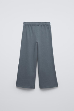 ZARA КОМПЛЕКТ ИЗ ХУДИ И БРЮК WIDE LEG ИЗ МЯГКОЙ ТКАНИ, СЕРО-СИНИЙ