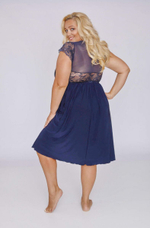 Сорочка из эластичной микрофибры с лифом из кружевного полотна (Размер: M) (Цвет: телесный)