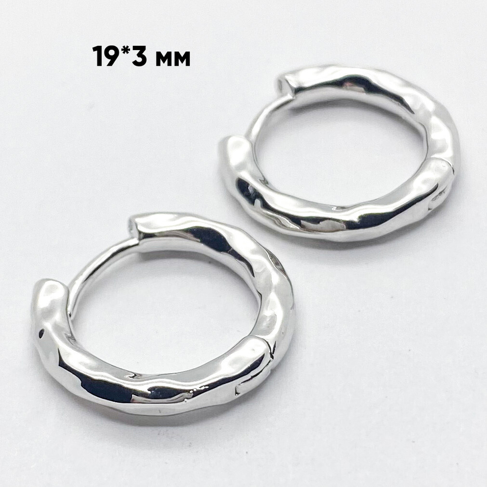 Ювелирные швензы Конго с родиевым покрытием, размер 19*3 мм, цена за пару