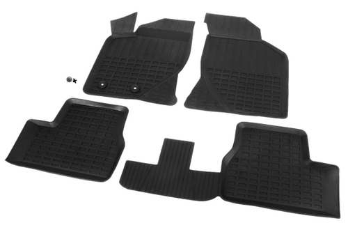 Коврики в салон автомобиля Rival для Datsun mi-DO 2015-2020/on-DO 2014-2020/Lada Granta 2011-2018 2018-н.в./Granta SW Cross 2018-н.в./Kalina I, II поколение 2004-2018/Kalina SW Cross 2014-2018, литьевой полиуретан, с крепежом, 4 части, 66001001