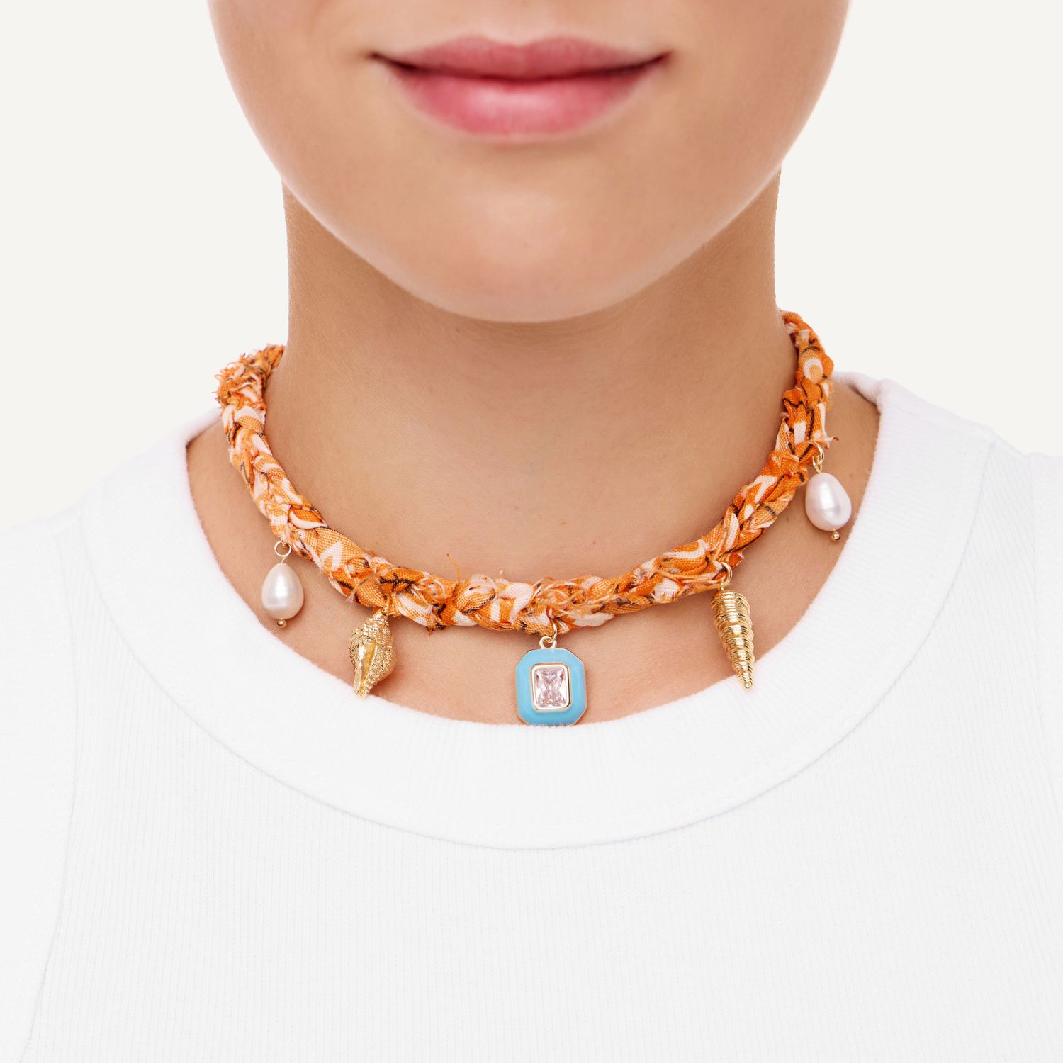 Колье Braded Bandana Necklace - Orange